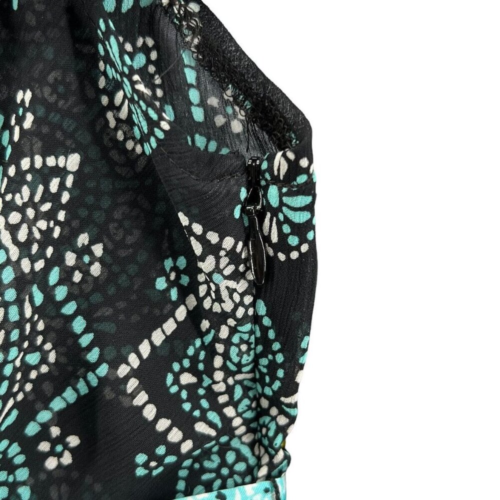 Lane Bryant Womens Plus Size 14/16 Black & Teal Belted Short Sleeve Top V Neck - Picture 8 of 11